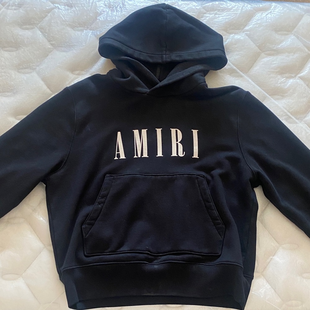 AMIRI Midnight Black Hoodie with White Logo